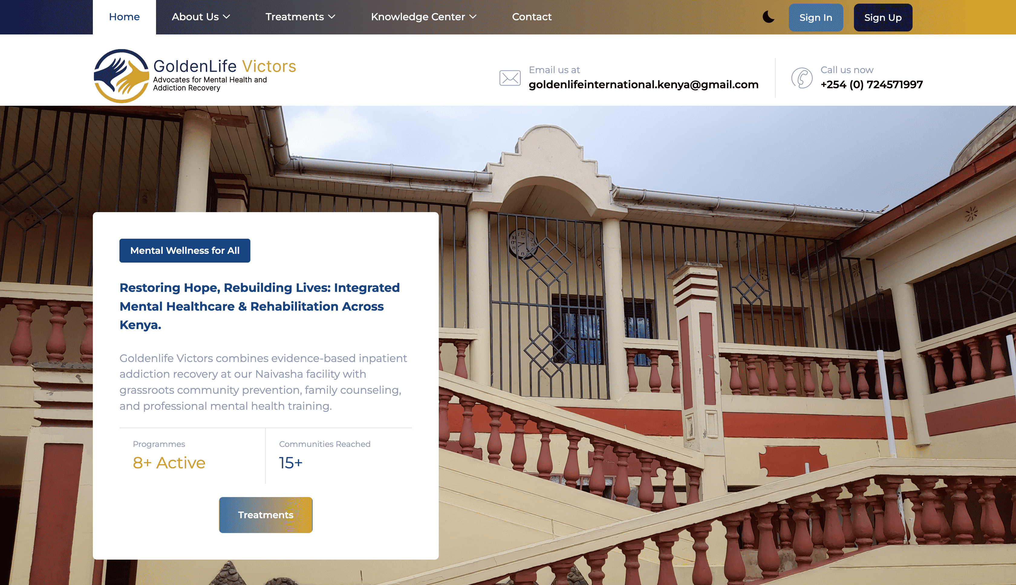 GoldenLife Victors new website — mental health and rehabilitation
